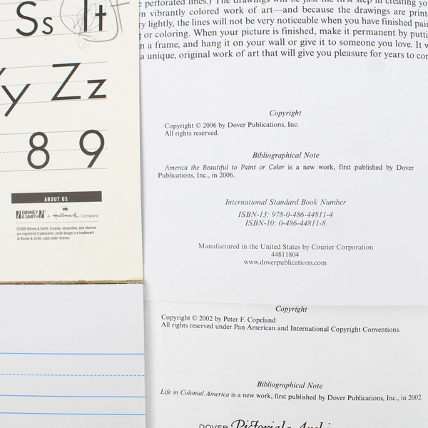 Lot Of 3 Coloring Books: America The Beautiful, A B C Tablet, Colonial America