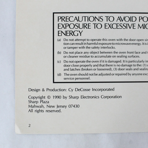 Sharp Carousel II Microwave Cookbook 1990 Vintage Pre-Owned, Worn Condition