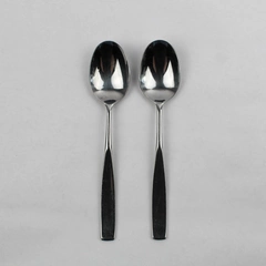 Lot of 2 The Cellar CLF19 Oval Place Spoons, 7.25" Stainless Steel Flatware