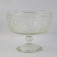 Vintage Indiana Glass Daisy Medallion Compote 5.5"