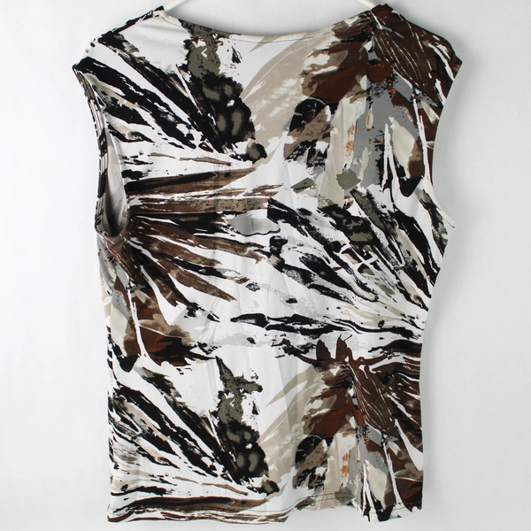 Dusak Designs White Gray and Brown Sleeveless Blouse Women's Size Large