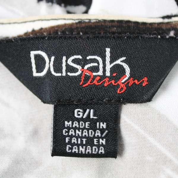 Dusak Designs White Gray and Brown Sleeveless Blouse Women's Size Large