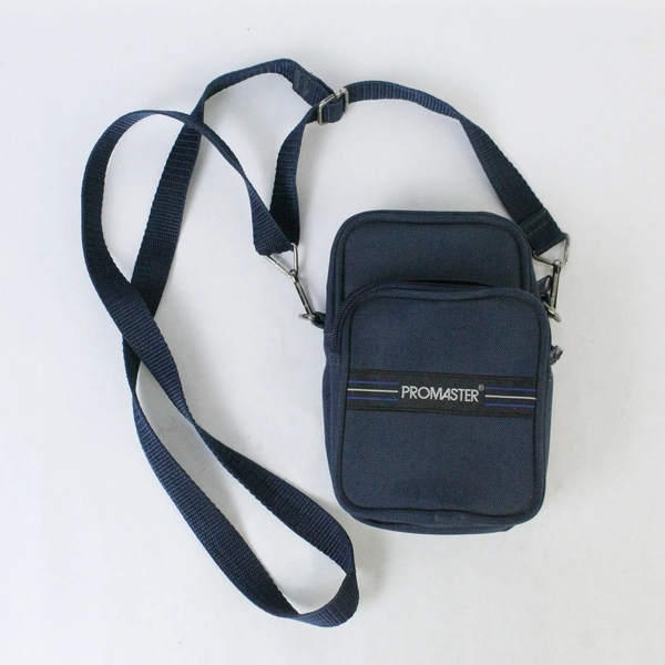 PROMASTER Padded Digital Camera Bag Black Blue Trim 5"x3" Detachable Strap