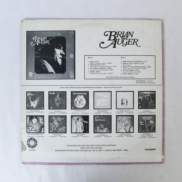 Brian Auger 1975 Vinyl LP Record Album Springboard SPB-4044
