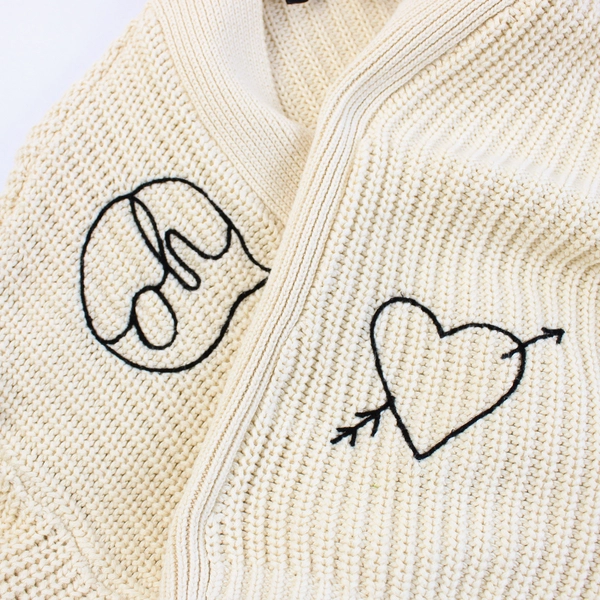 Divided by H&M Embroidered Cream Open Front Knit Cardigan Women's Size XS