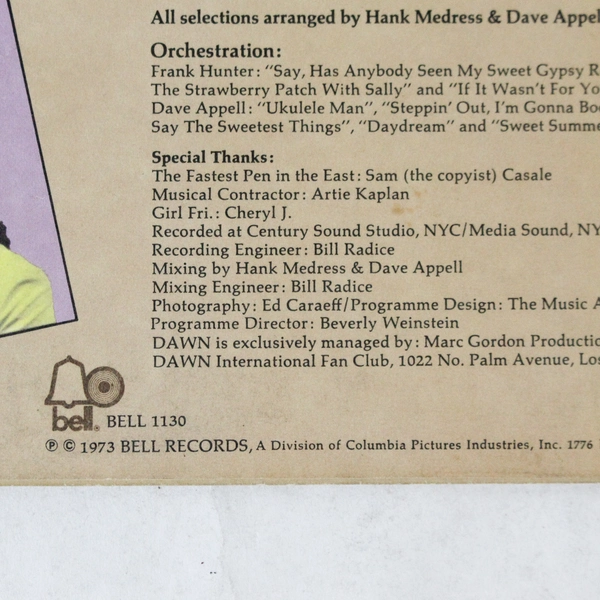 Dawn's New Ragtime Follies Tony Orlando Vinyl LP Record Bell 1130 Pre-owned