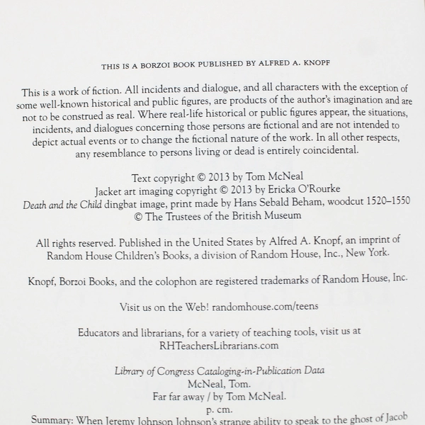 Far Far Away by Tom McNeal Hardcover Young Adult Fantasy Dystopia Book 2013