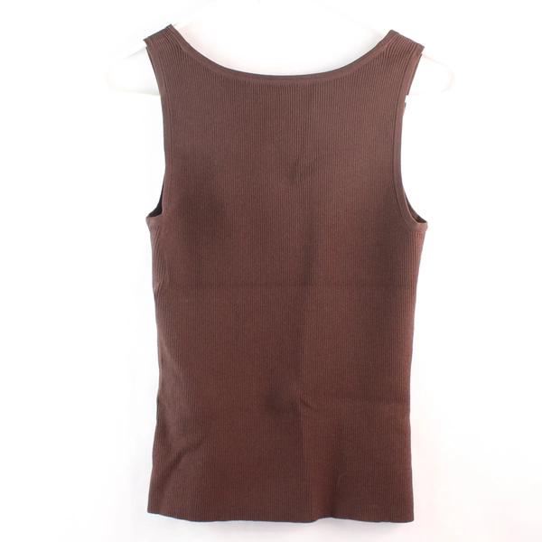 Cable & Gauge Petites Ribbed Tank Top Brown Button Accent Size PM