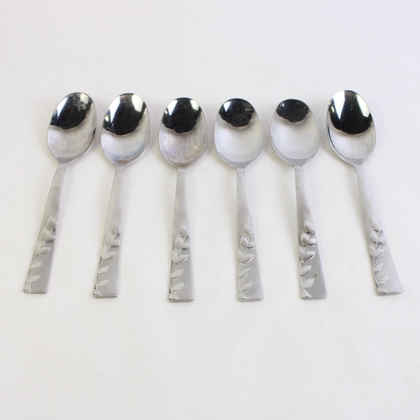 Lot of 6 Cambridge Flatware Blossom Sand (Stainless) Soup Spoons