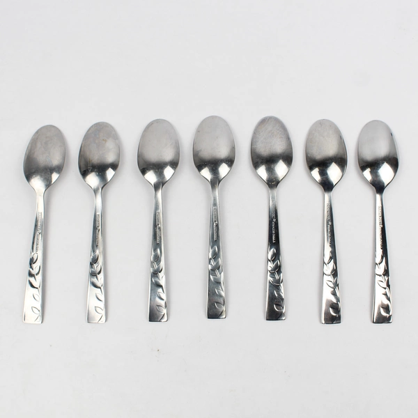 Lot of 7 Cambridge Flatware Blossom Sand Stainless Teaspoons