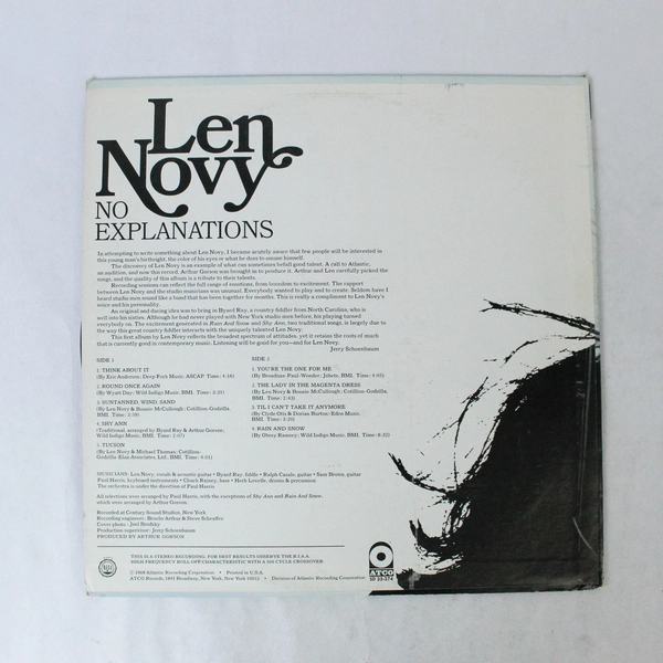 Len Novy No Explanations 1969 Vinyl Record Album LP SD 33-274