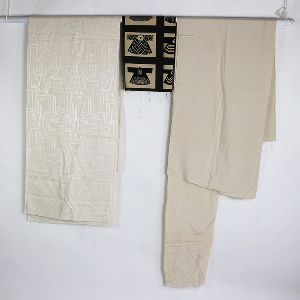 3 Piece Fabric Lot in Black and Beige 7+ Yards Total