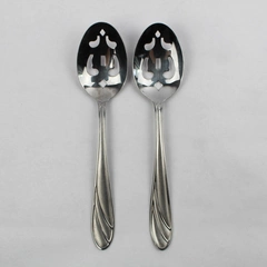 Lot of 2 Cambridge Flatware Medina (Stainless) 2 Slotted Serving Spoons