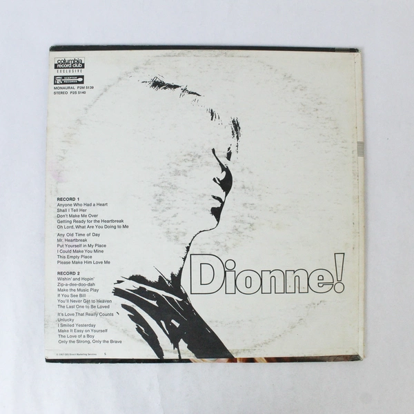 Dionne Warwick "Dionne" 2 LP Vinyl Record Scepter 1967 Pre-Owned Classic