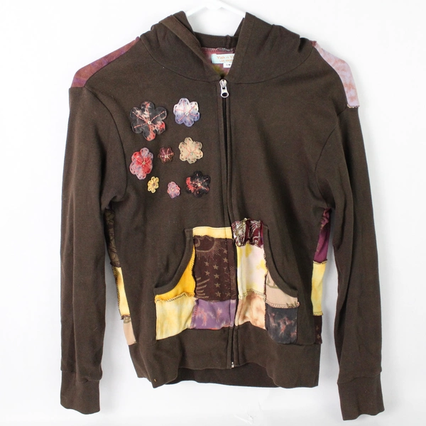 Yak n Yeti Multicolor Patchwork Boho Zip-Up Jacket Women's Size S/M