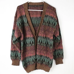Unbranded Multicolored Button-Front Knit Cardigan Women's Size Large Flawed