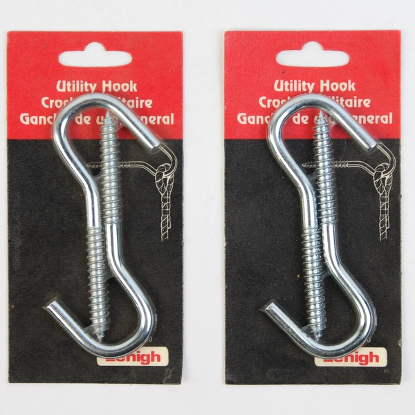 Lot of 4 Lehigh Screw Utility Hooks Zinc Plated 4 x 3/8 in 7220