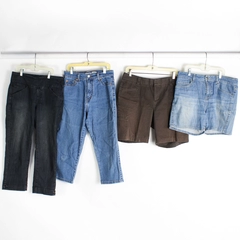 Lot of 4 Denim and Cotton Fabric Pants and Shorts for DIY Crafts