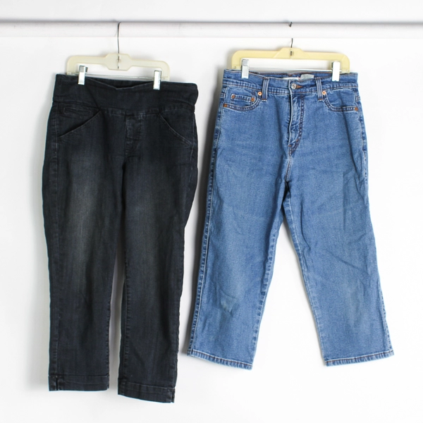 Lot of 4 Denim and Cotton Fabric Pants and Shorts for DIY Crafts