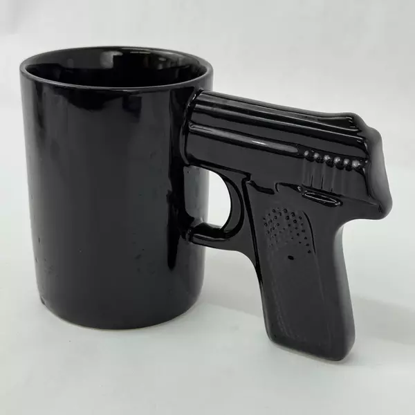 Black Ceramic Pistol Handle Novelty Coffee Mug