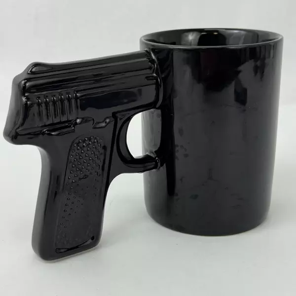 Black Ceramic Pistol Handle Novelty Coffee Mug