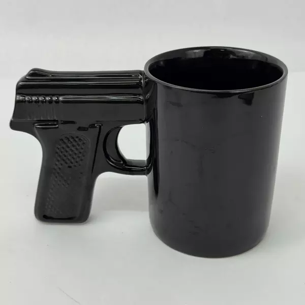 Black Ceramic Pistol Handle Novelty Coffee Mug