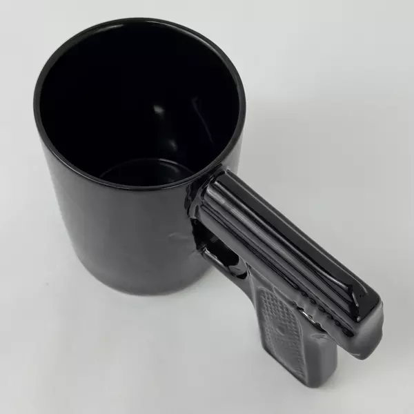Black Ceramic Pistol Handle Novelty Coffee Mug