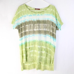 Bashara Lesser Green and Blue Tie-Dye T-Shirt With Pockets Women's Size Small
