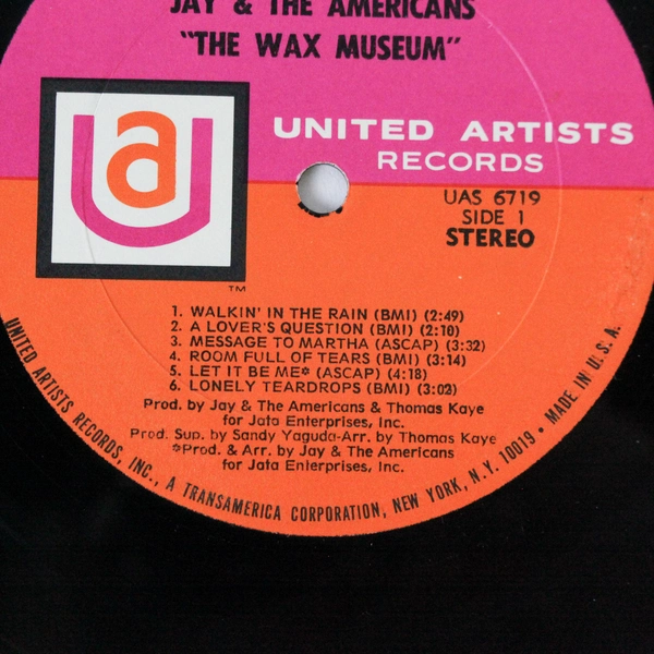Jay & The Americans "The Wax Museum" LP Vinyl Record UAS-6719 - Pre-owned