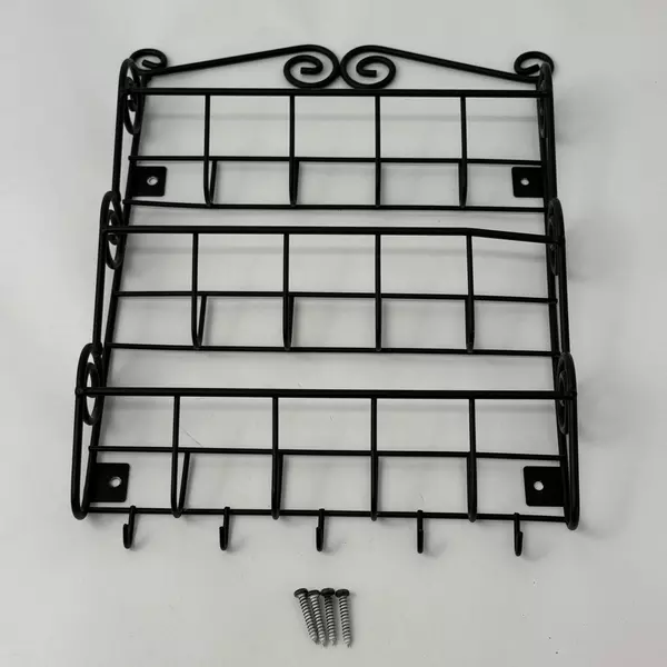 3-Tier Wrought Iron Wall Mounted Spice Rack with Screws