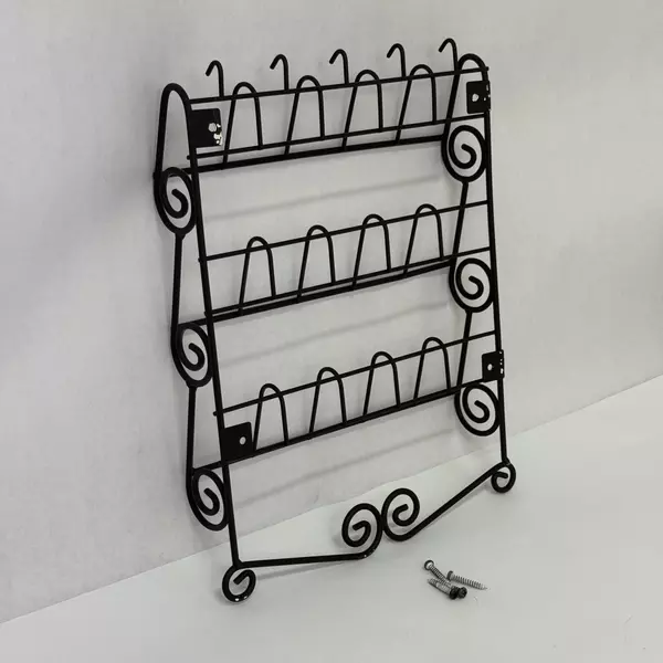 3-Tier Wrought Iron Wall Mounted Spice Rack with Screws
