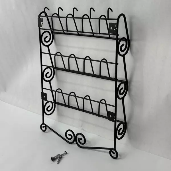 3-Tier Wrought Iron Wall Mounted Spice Rack with Screws