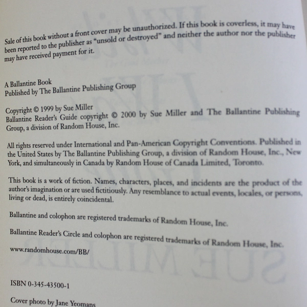 While I Was Gone by Sue Miller Oprah Book Club 2000 Paperback Novel