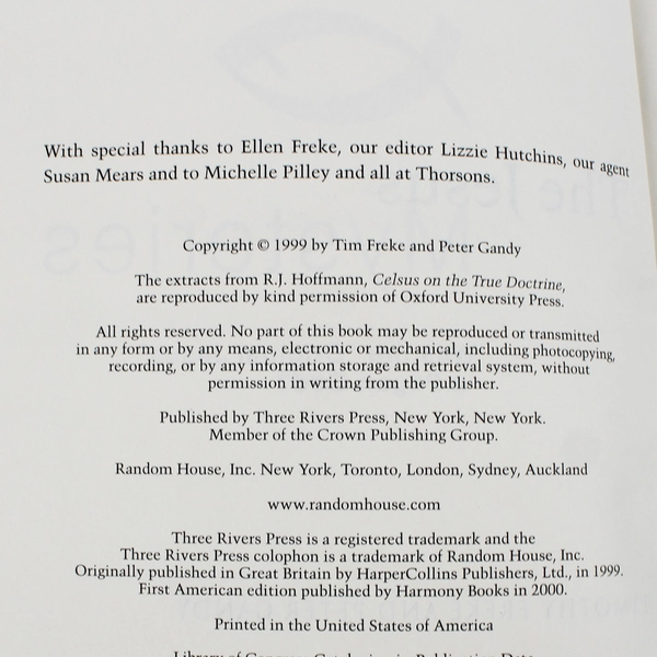 The Jesus Mysteries by Timothy Freke & Peter Gandy 2001 First American Edition