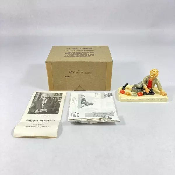 Vintage 1953 Sebastian Miniature Figurine "Switching The Freight" with Box