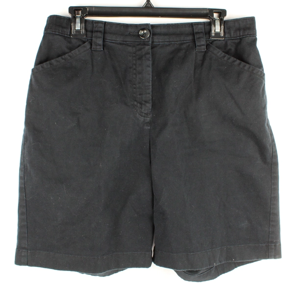 L.L. Bean Classic Fit Solid Black Bermuda Shorts Women's Size 12