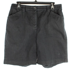L.L. Bean Classic Fit Solid Black Bermuda Shorts Women's Size 12