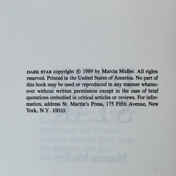 Vintage Dark Star by Marcia Muller 1989 1st Ed Joanna Stark Mystery HC DJ