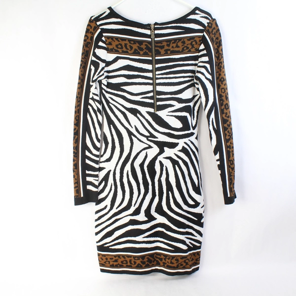 Tricotto Zebra and Leopard Print Knee-Length Knit Dress Flawed Size Small