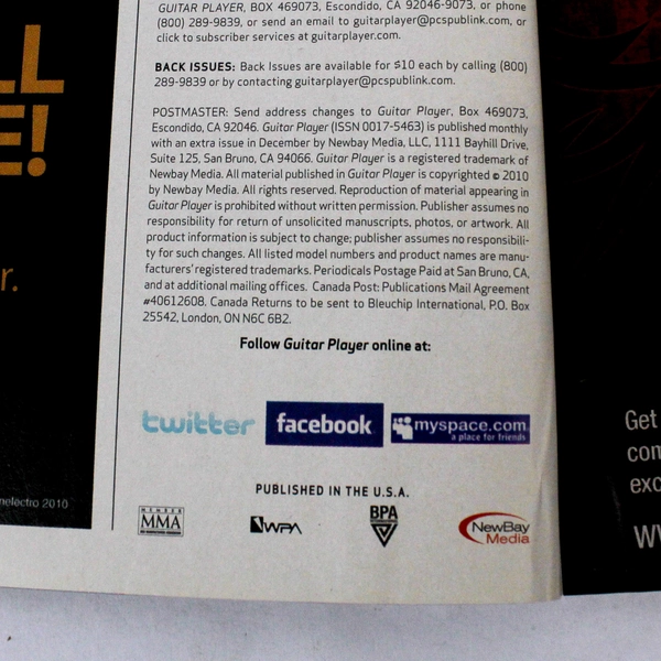 Guitar Player Magazine March 2010 George Benson Otis Taylor Atreyu Will Sergeant