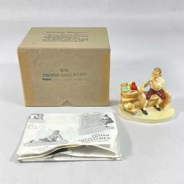 Vintage 1957 Sebastian Miniature Colonial Glass Blower Figurine #6216 Boxed