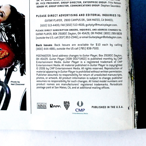 Guitar Player Magazine August 2006 Zappa Plays Zappa Charley Patton Steve Vai