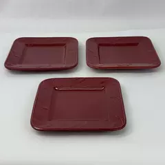 3 Signature Debbie Segura Sorrento Burgundy Square Salad Plates