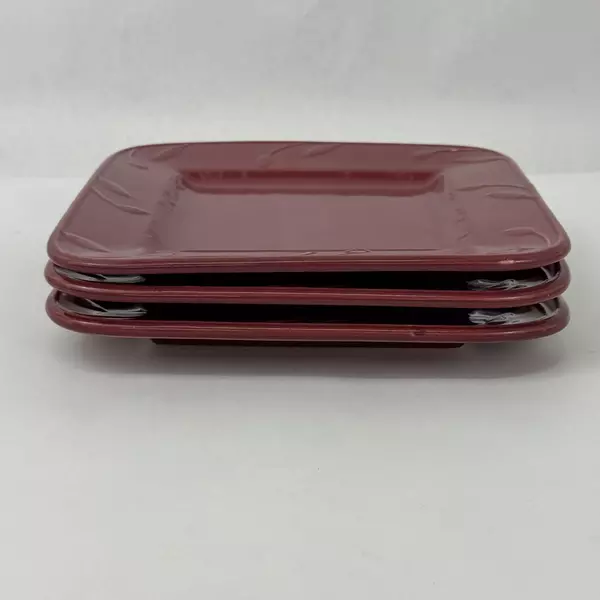 3 Signature Debbie Segura Sorrento Burgundy Square Salad Plates