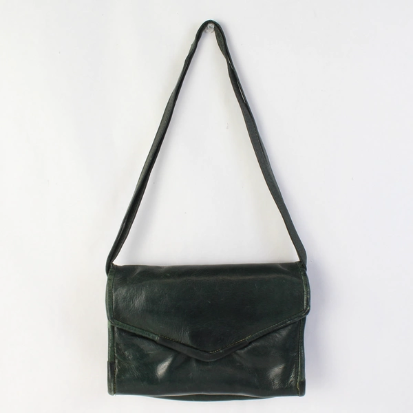 Unbranded Small Green Leather Shoulder Bag Purse Flawed