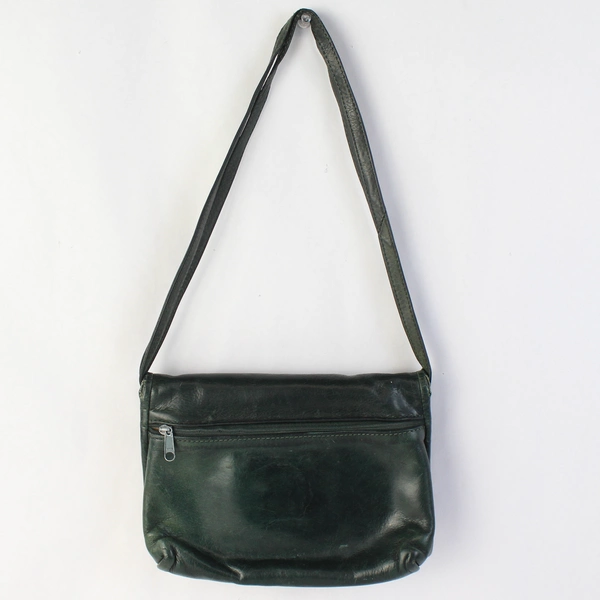 Unbranded Small Green Leather Shoulder Bag Purse Flawed