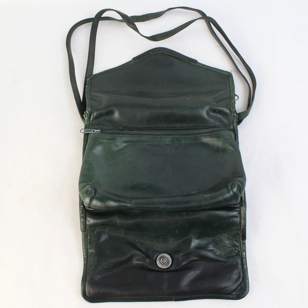 Unbranded Small Green Leather Shoulder Bag Purse Flawed