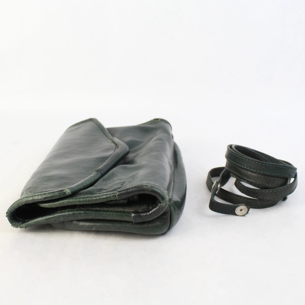 Unbranded Small Green Leather Shoulder Bag Purse Flawed