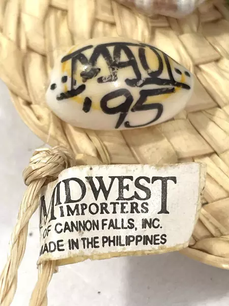 Lot of 2 Maui Christmas Ornaments Wood Star & Bamboo Fan Decor 1995