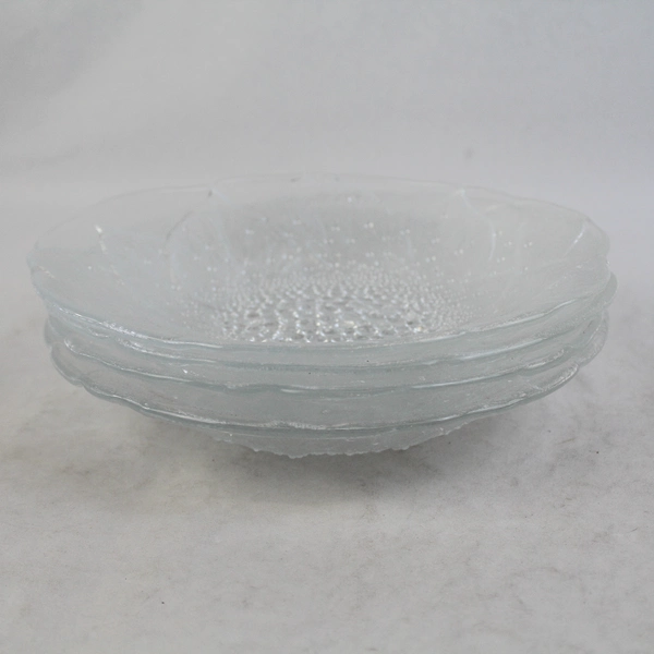 Set Of 4 Embossed And Frosted Sunflower Salad Bowls 8.5 Inch